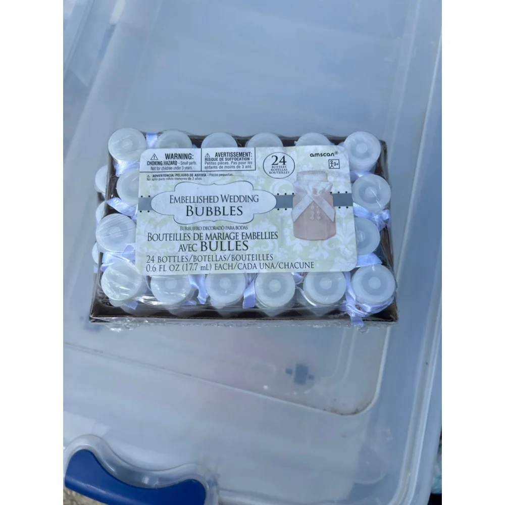 Amscan Wedding Bubbles Party Favors, White with Embellishment, pack of 24